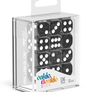 DADOS D6 16 MM MARBLE - BLACK (12)