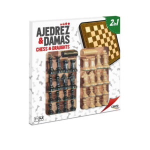 TABLERO AJEDREZ DAMAS MADERA + PIEZAS